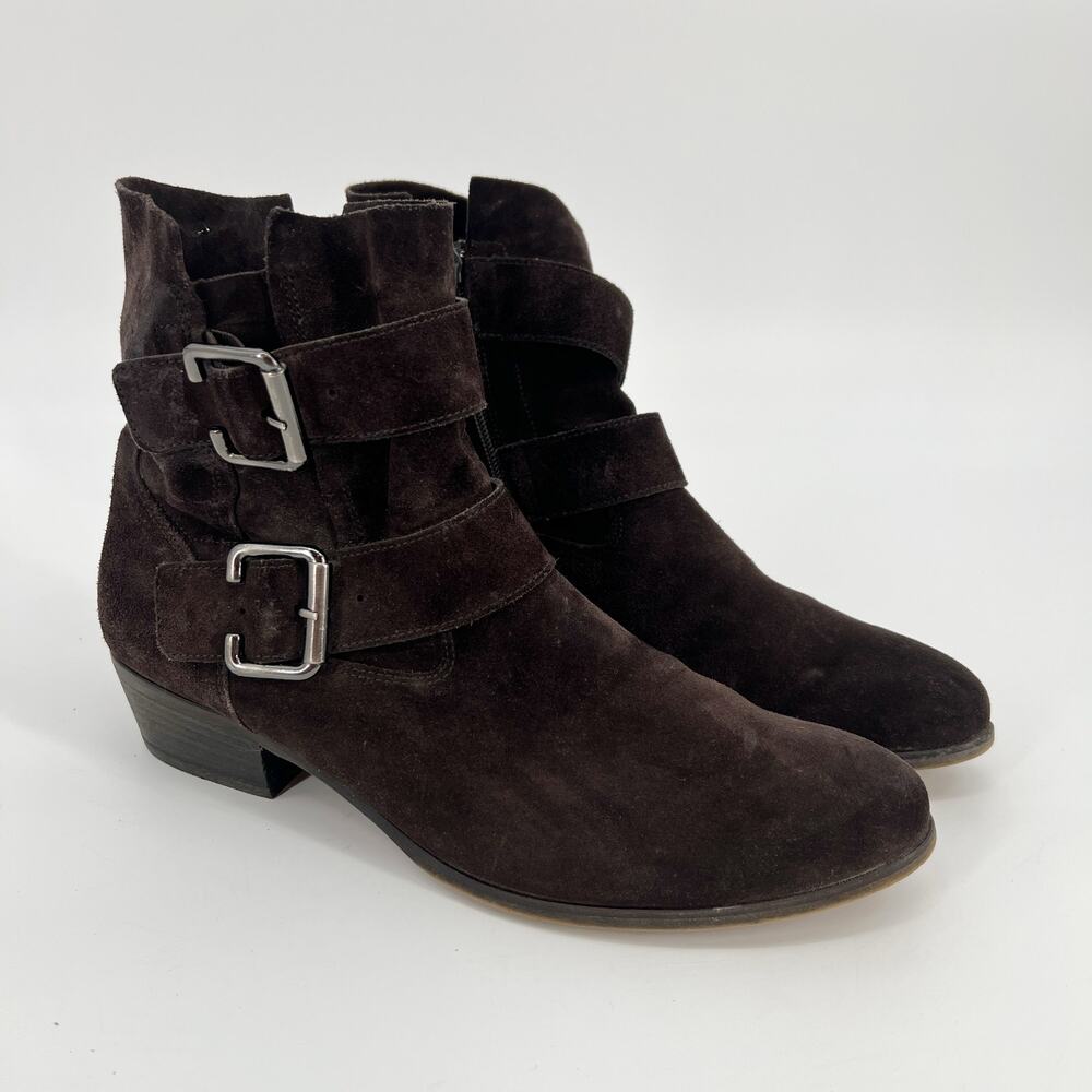 Paul Green Denver Belted Biker Boot Womens US 9.5 UK 7 Brown Suede Leather FLAW